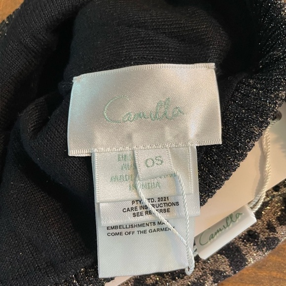 NWT Camilla Abington Palace knit metallic animal print beanie with pompom main image 10